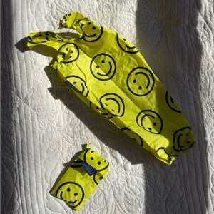 BAGGU Neon Yellow Smiley Wine Tote